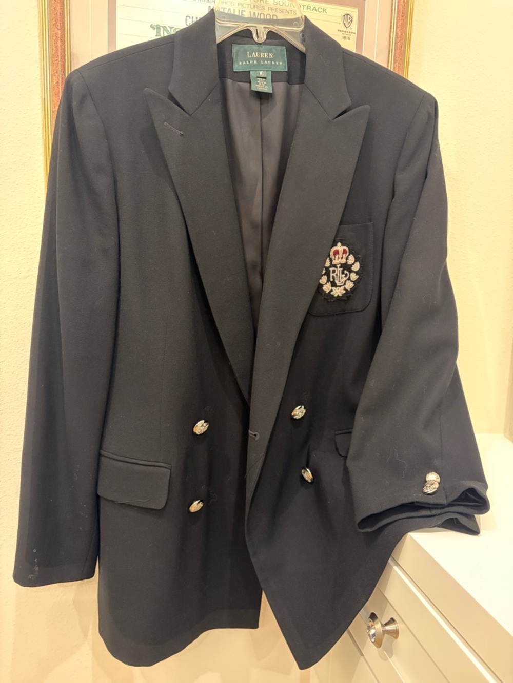 Lauren Ralph Lauren Black Double-Breasted Crest Sport Coat